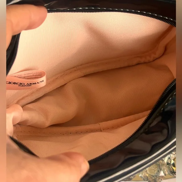 Giorgio Armani Black with Gold Accents wristlet or cosmetics bag - Picture 11 of 12